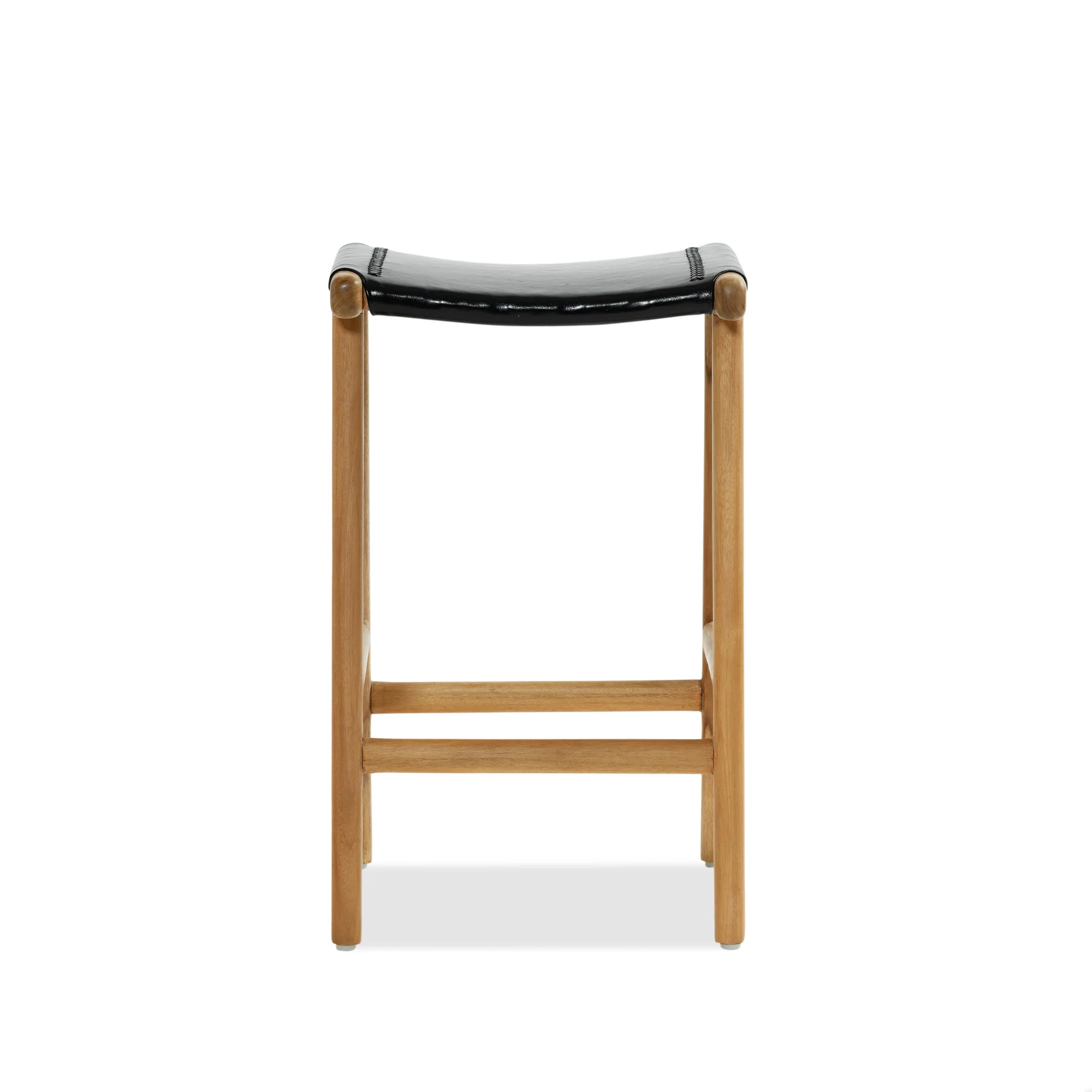 Jok Stool - Teak/Black Leather - Image 3