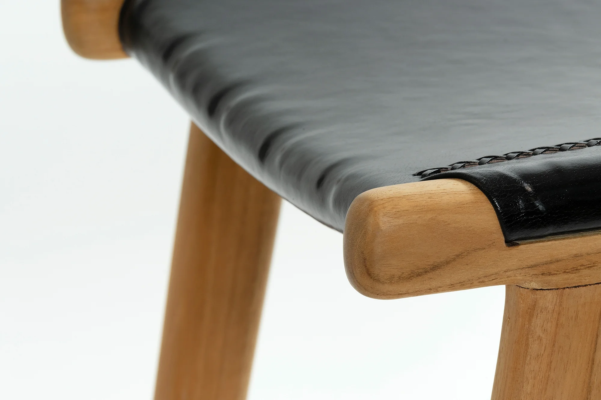 Jok Stool - Teak/Black Leather - Image 6