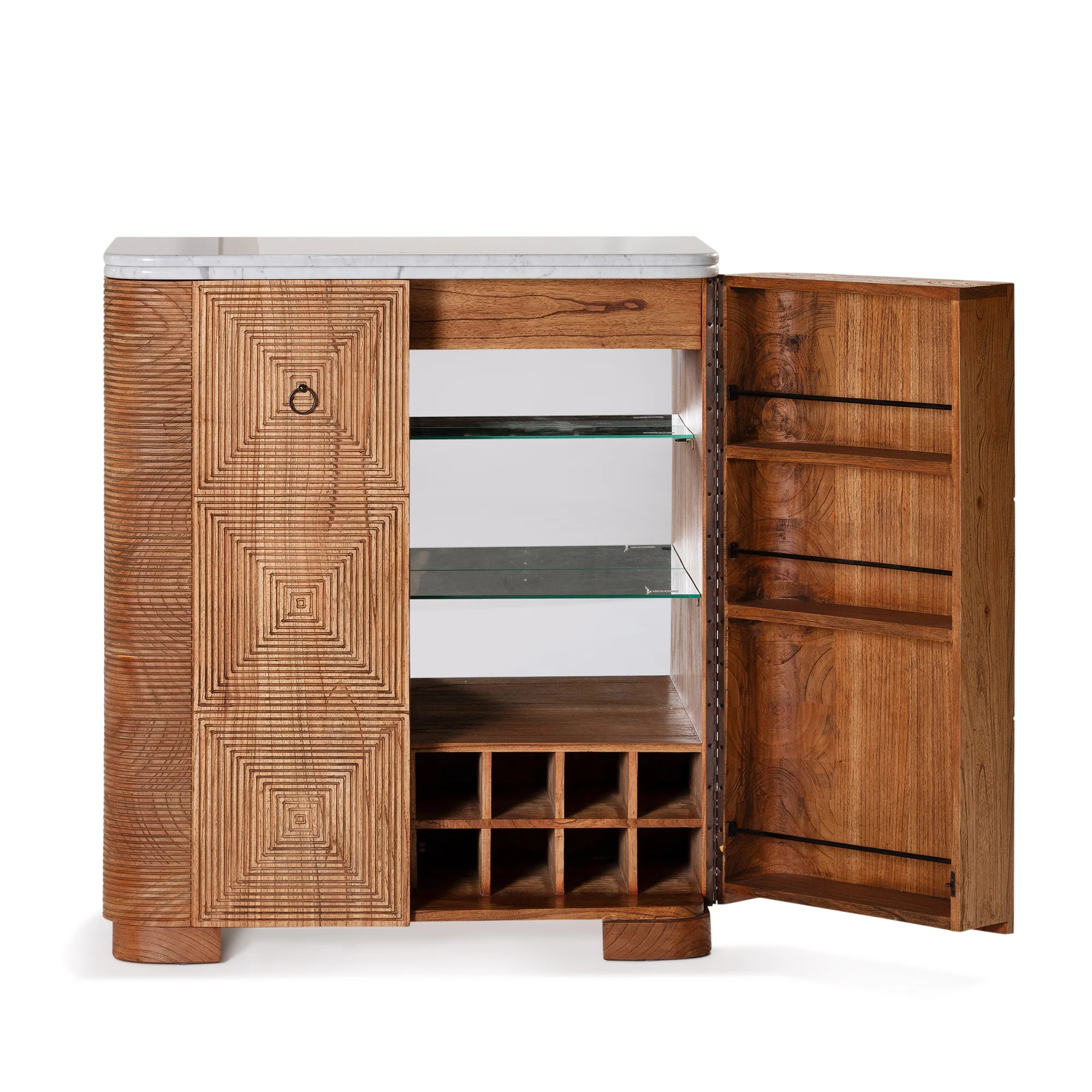 Martini Bar Cabinet - Antique Mindi/White Marble - Image 2
