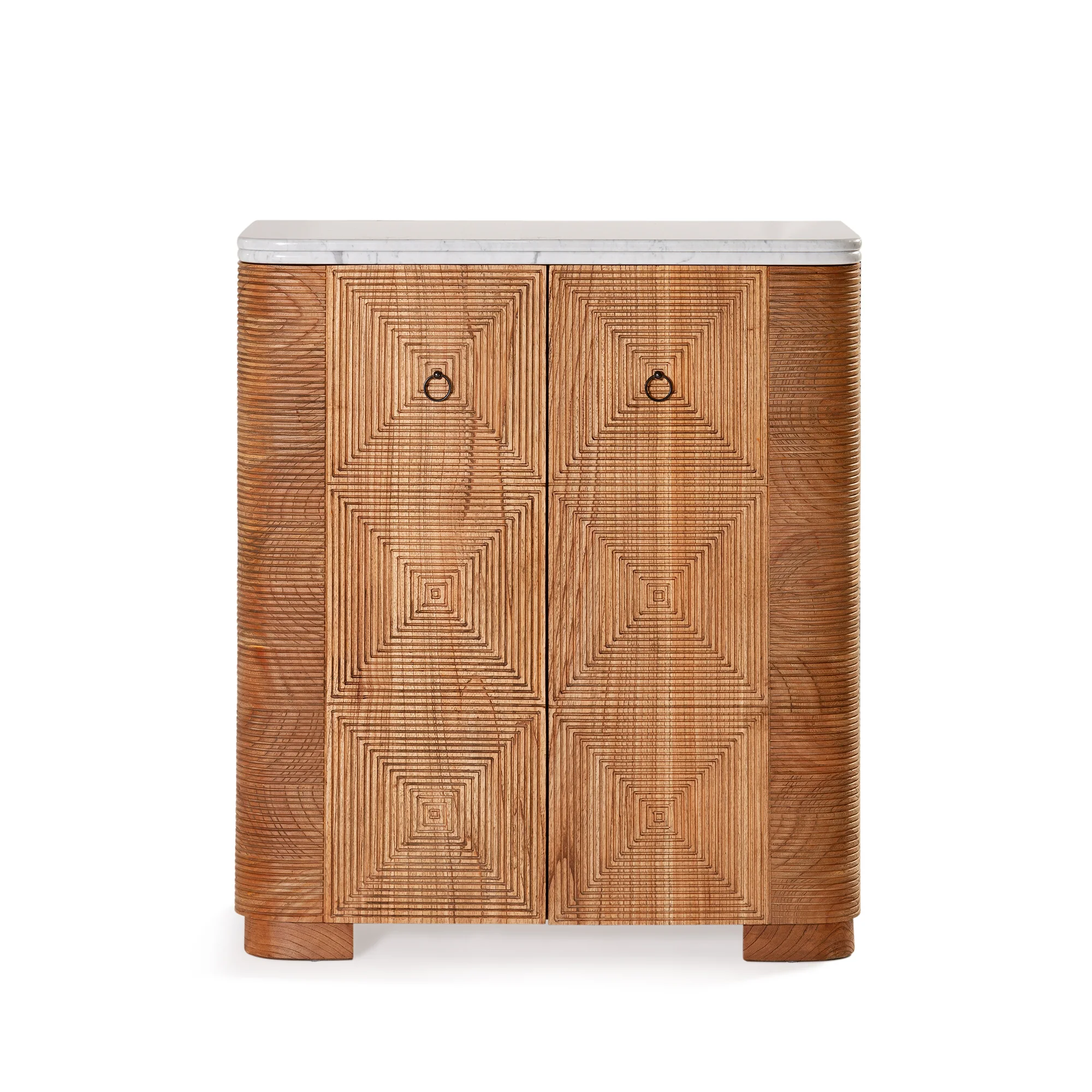 Martini Bar Cabinet - Antique Mindi/White Marble - Image 3