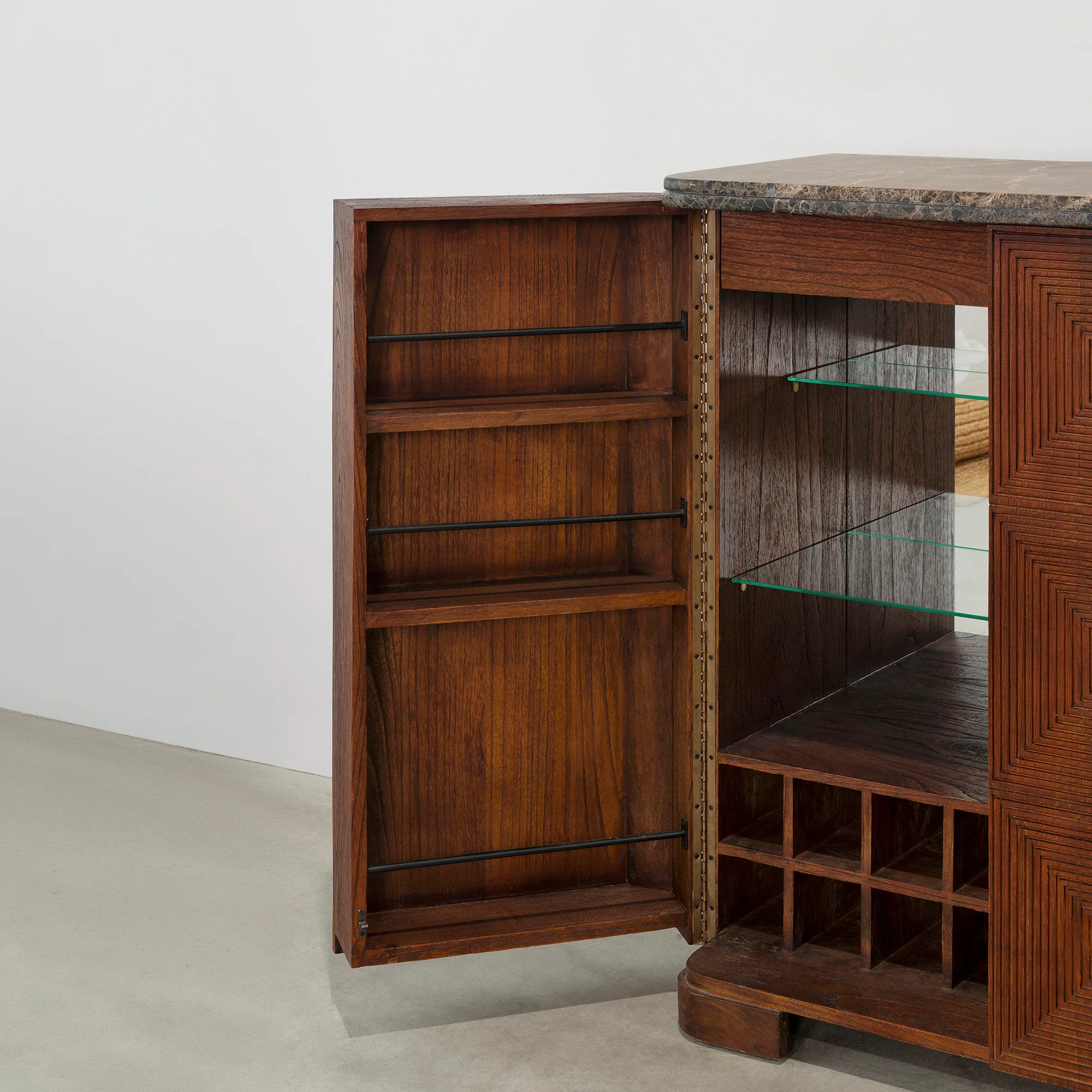 Martini Cabinet - Rustic Walnut/Choc Marble - Image 6